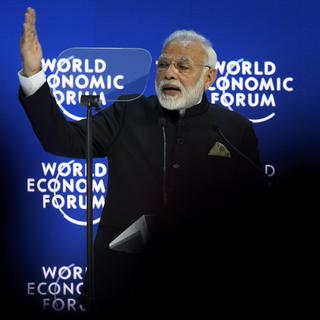 Le Premier ministre indien Narendra Modi, lors de son discours au WEF de Davos. [Keystone - Gian Ehrenzeller]