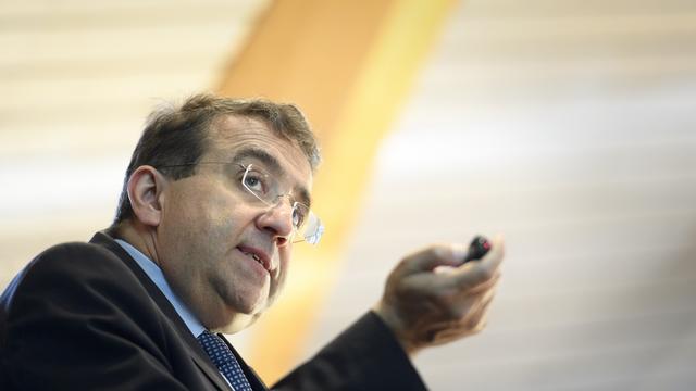 Le conseiller d'Etat vaudois Pascal Broulis lors de la présentation des comptes 2017. [Keystone - Laurent Gillieron]