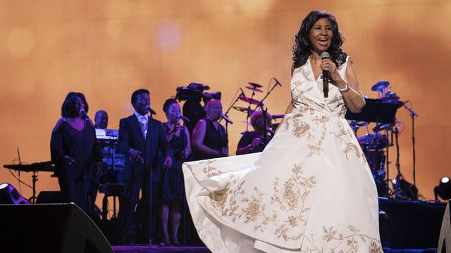 Aretha Franklin lors d'un concert en avril 2017. [Keystone - Charles Sykes/Invision/AP]