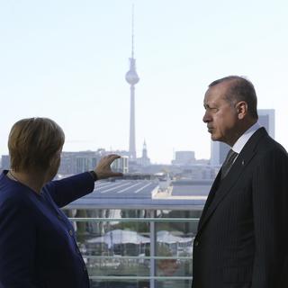 Angela Merkel et Recep Tayyip Erdogan à Berlin samedi 29 septembre 2018. [Presidential Press Service via AP, Pool/Keystone]