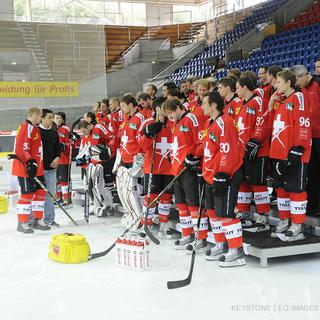 L'équipe suisse masculine de hockey-sur-glace. [Keystone/EQ IMAGES - Melanie Duchene]