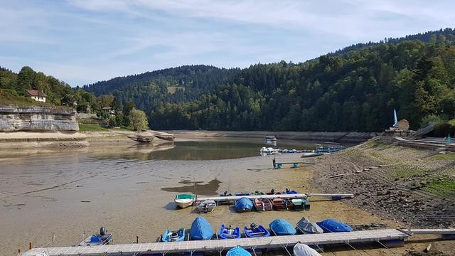 Le lac des Brenets asséchés, le 16 septembre 2018 (source: facebook) [Vincent Matthey]