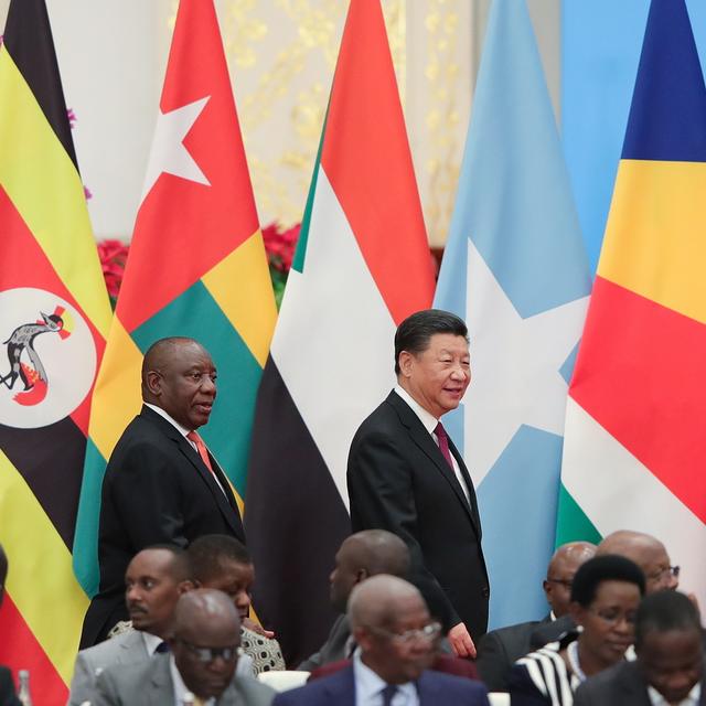 Le président sud-africain Cyril Ramaphosa et le président chinois Xi Jinping au 7e Forum sur la coopération sino-africaine. [Keystone - Lintao Zhang/ Pool]