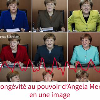 La longévité au pouvoir d’Angela Merkel en une image. [AP - Markus Schreiber]