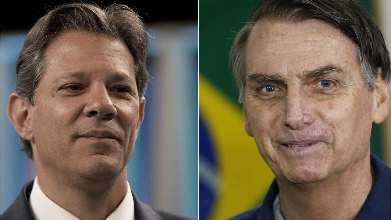 Les finalistes de la présidentielle au Brésil. A gauche, Fernando Haddad, à droite, Jair Bolsonaro.