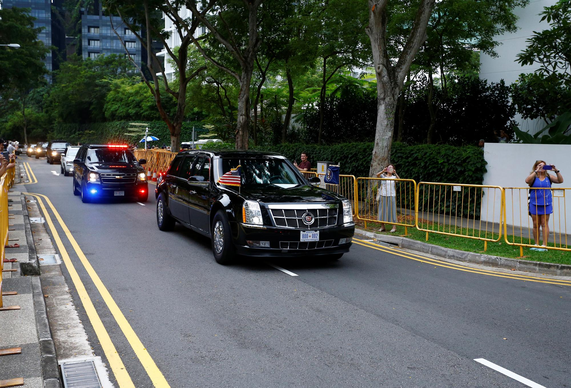 Le convoi présidentiel de Donald Trump à Singapour. [Reuters - Feline Lim]