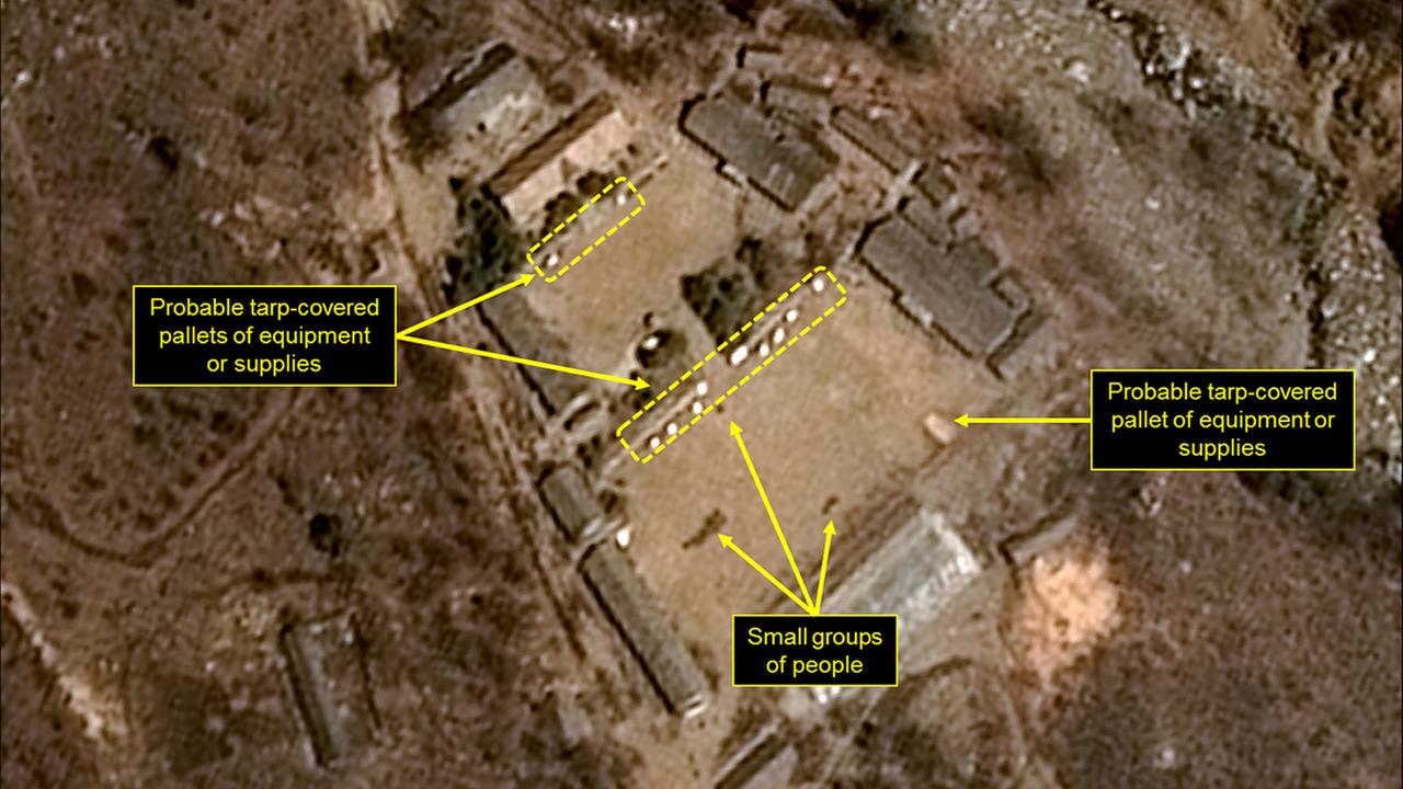 Photo satellite datant d'avril 2017 du site nucléaire nord-coréen de Punggye-ri. [AP/Keystone - Airbus Defense&Space/Pleiades CNES/Spot Image]
