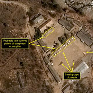 Photo satellite datant d'avril 2017 du site nucléaire nord-coréen de Punggye-ri. [AP/Keystone - Airbus Defense&Space/Pleiades CNES/Spot Image]