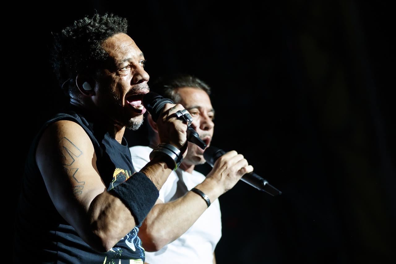 JoeyStarr et Kool Shen de retour à Paléo. [Keystone - EPA/Valentin Flauraud]