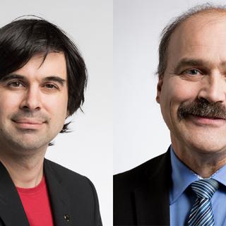 Les conseillers nationaux Samuel Bendahan (PS/VD) et Philippe Bauer (PLR/NE). [Keystone - Christian Beutler/Gaetan Bally]