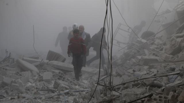 La ville d'Arbin, dans la Ghouta orientale, après les bombardements. [afp - Diaa Al-Din Samout / Anadolu Agency]