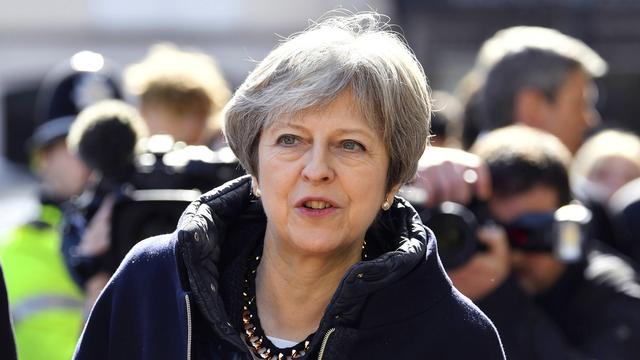 La Première ministre britannique Theresa May lors d'une visite à Salisbury. [Keystone/AP - Toby Melville]