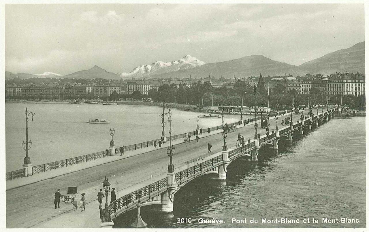 Le Mont-Blanc depuis la rade, début du XXe siècle [Bibliothèque de Genève - Georges I Jaeger, éditeur]