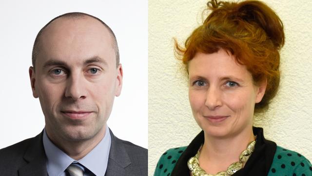 Manfred Buehler, conseiller national (UDC/BE) et Angela Mattli, responsable de campagne minorités et discrimination pour la Société pour les peuples menacés.