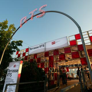 La nouvelle terrasse éphémère de la RTS à Montreux. [RTS - Jérôme Genet]
