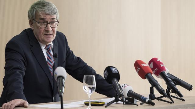 Urs Schwaller lors de la conférence de presse à Berne le 8 mars 2018. [Keystone - Peter Schneider]