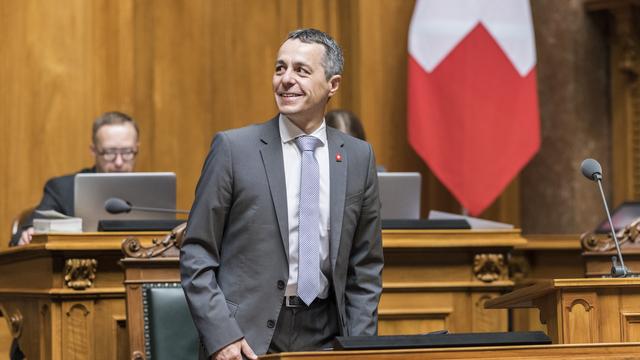 Le conseiller fédéral Ignazio Cassis devant le Conseil national le 5 juin 2018. [Keystone - Alessandro della Valle]