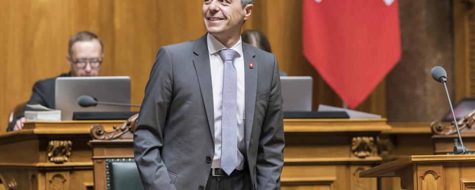 Le conseiller fédéral Ignazio Cassis devant le Conseil national le 5 juin 2018. [Keystone - Alessandro della Valle]