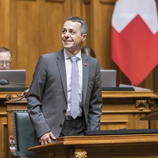 Le conseiller fédéral Ignazio Cassis devant le Conseil national le 5 juin 2018. [Keystone - Alessandro della Valle]