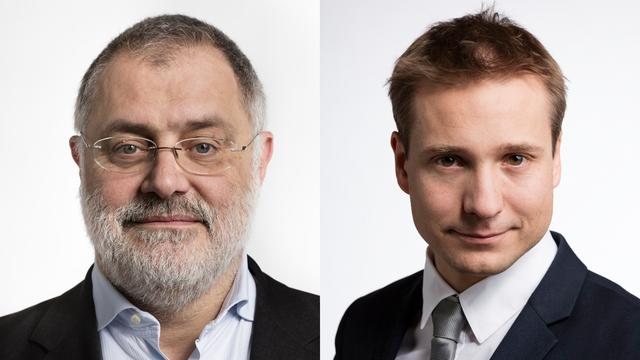 Carlo Sommaruga (PS-GE) et Philippe Nantermod (PLR). [Keystone - Gaëtan Bally]