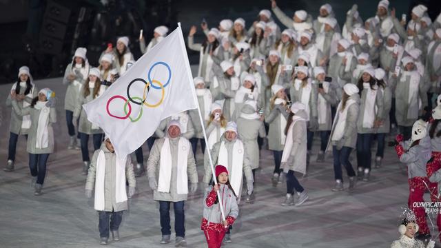 Comme lors de la cérémonie d'ouverture, les Athlètes de Russie défileront sous la bannière olympique pour la cérémonie de clôture. [EPA/AFP - Diego Azubel]
