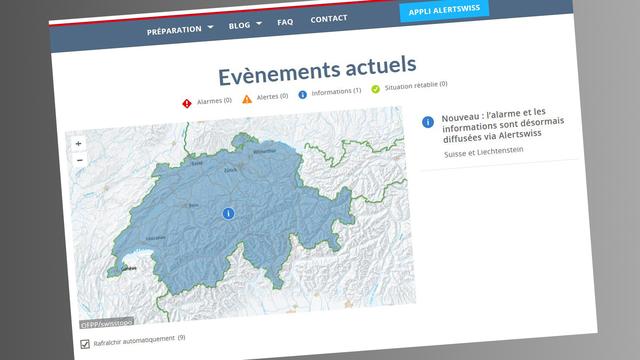 Capture d'écran du site Alertswiss. [www.alert.swiss]