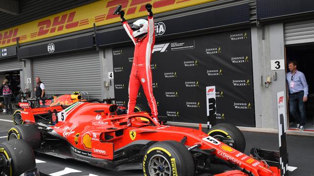 La joie de Sebastian Vettel après sa victoire à Spa. [Emmanuel Dunand]