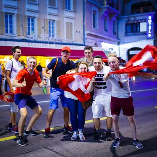 Plusieurs milliers de supporters Suisses ont fait le déplacement de la Russie pour assister à un ou plusieurs matchs de la Coupe du Monde. [Keystone - Valentin Flauraud]