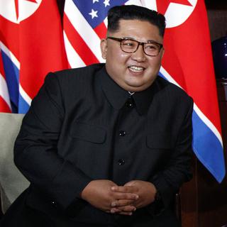 Le leader nord-coréen Kim Jong-un lors de sa rencontre avec le président américain Donald Trump. [Keystone - Evan Vucci]