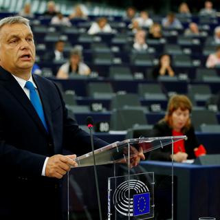 Viktor Orban a pris la parole en préambule du débat du Parlement européen. [Reuters - Vincent Kessler]