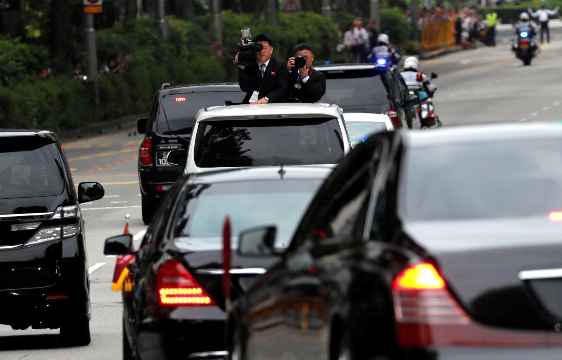 Le convoi du leader nord-coréen Kim Jong-un en route pour sa rencontre avec le président américain Donald Trump à Singapour. [Reuters - Tyrone Siu]