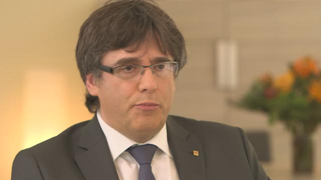 Carles Puigdemont lors d'une interview à la RTS à Bruxelles. [RTS - Capture d'écran]