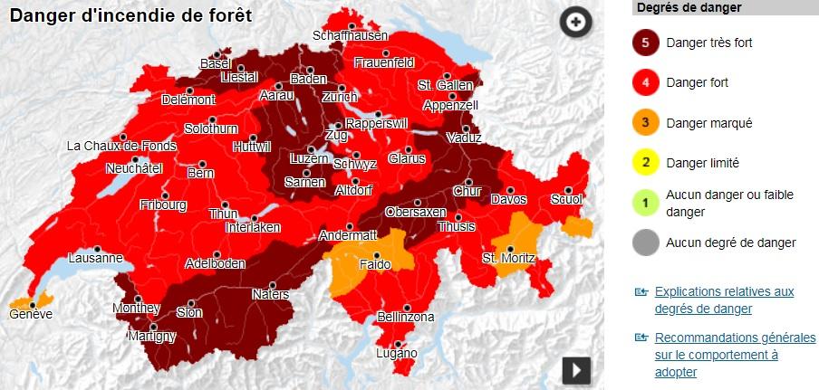 Le danger d'incendie reste fort en Suisse, notamment en Valais. [dangers-naturels.ch]