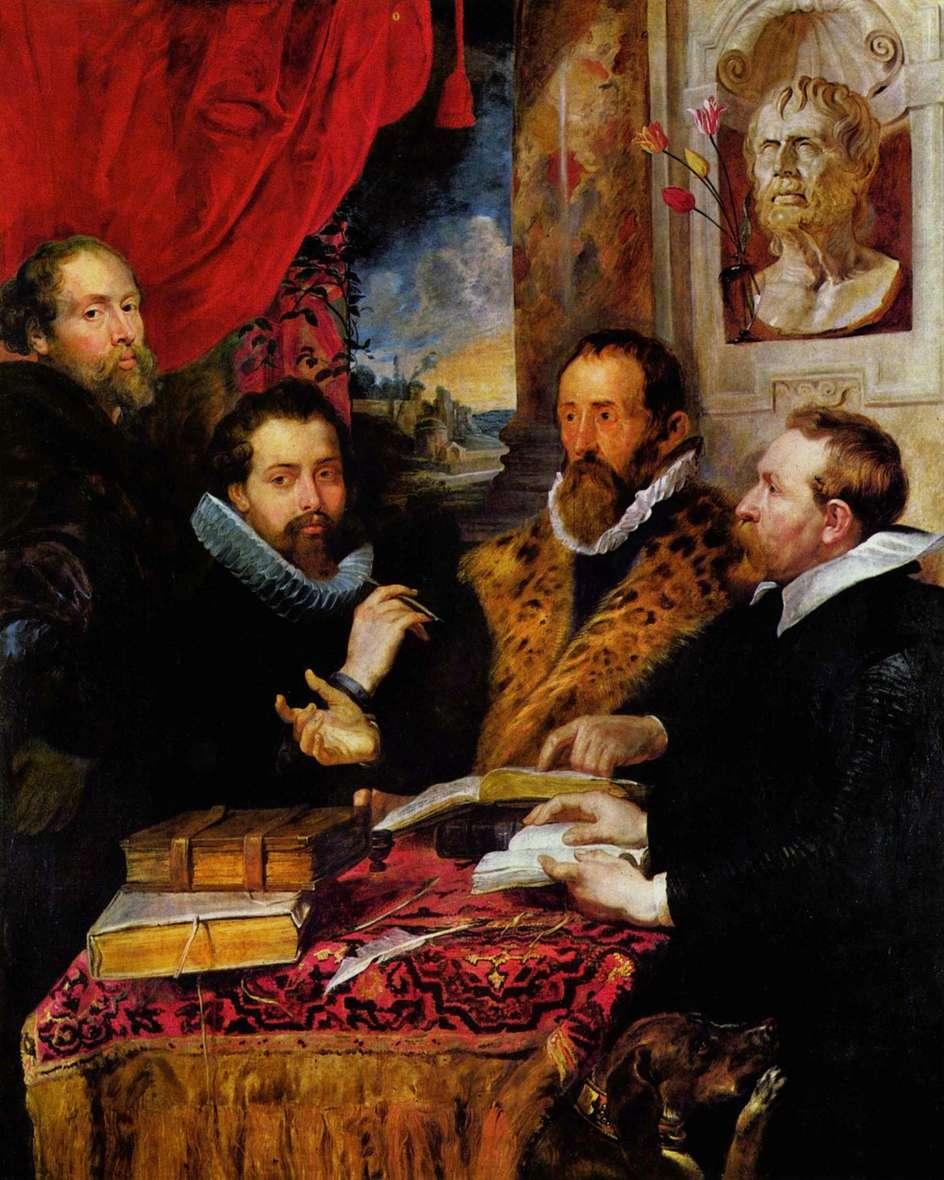 Peter Paul Rubens: les quatre philosophes, 1611 (de gauche à droite): Rubens, son frère Philipp, le savant Lipsius et son élève Jan Van den Wouwer. [THE YORCK PROJECT - WIKIMEDIA]