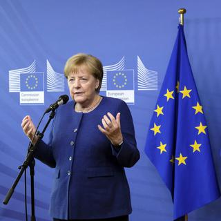 Angela Merkel s'est dite pessimiste quant à l'issu du sommet. [Keystone - Olivier Hoslet]