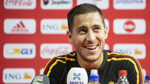 Eden Hazard a le sourire à la veille du match face à la Suisse. [Ennio Leanza]