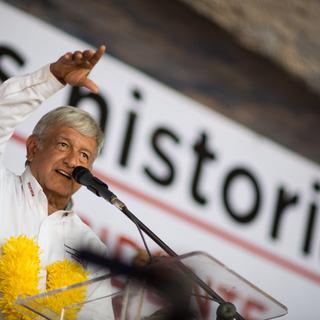 Le candidat à la présidentielle mexicaine Andrés Manuel López Obrador lors d'un meeting dans la ville de Tula. [AFP]