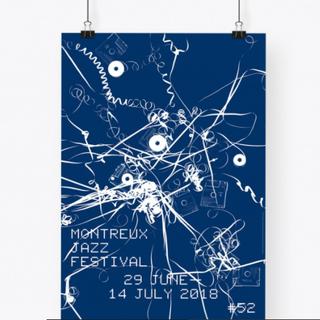 Affiche du Montreux Jazz Festival 2018. [Montreux Jazz Festival 2018 / Artwork Christian Marclay / Design Laurent Benner]