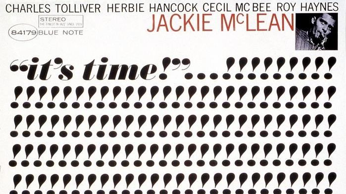 La couverture de "It's Time!" de Jackie Mc Lean- Le graphisme est signé Reid Miles. [Blue Note]