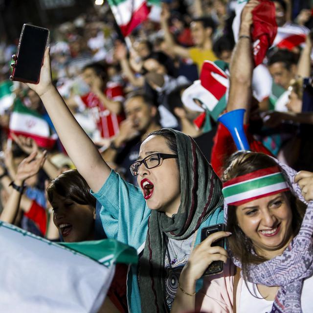 Des supportrices iraniennes lors du match Iran-Espagne le 20 juin 2018. [Stringer/AFP]