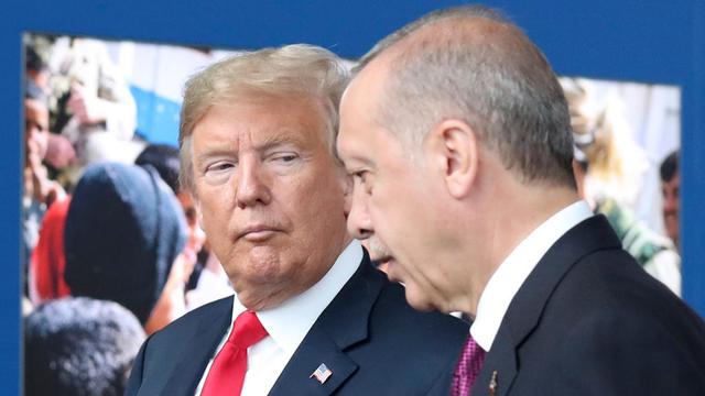 Le président américain Donald Trump et son homologue turc Recep Tayyip Erdogan. [Keystone via AP - Tatyana Zenkovich]