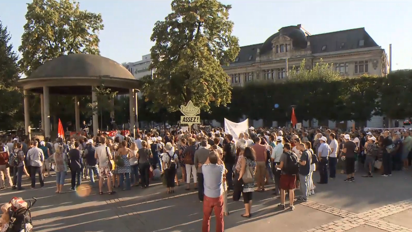 La manifestation a eu lieu ce jeudi 20 septembre à Fribourg. [RTS]