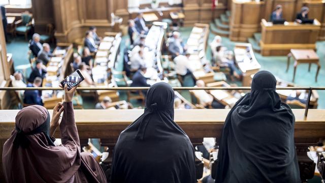 Des femmes en niqab lors du vote du Parlement danois le 31 mai 2018. [AFP - Mads Claus Rasmussen]