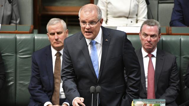 Le Premier ministre australien Scott Morrison devant le Parlement, ce 22 octobre 2018. [AAP Image via AP - Mick Tsikas]