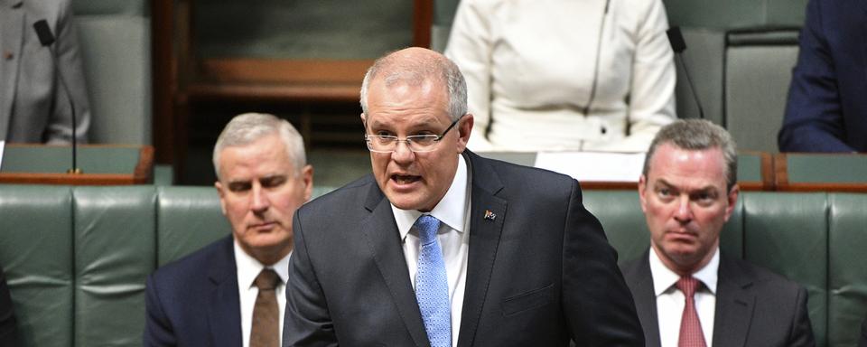 Le Premier ministre australien Scott Morrison devant le Parlement, ce 22 octobre 2018. [AAP Image via AP - Mick Tsikas]