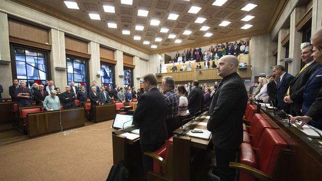 La salle du Grand Conseil genevois. [Keystone - Martial Trezzini]