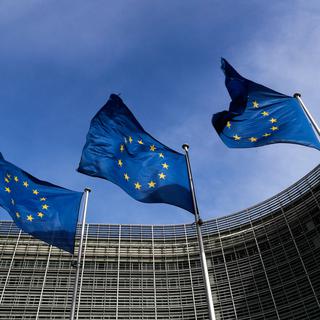 Des drapeaux européens flottant devant le siège de la Commission européenne à Bruxelles. [reuters - Yves Herman]
