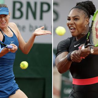 La Russe Maria Sharapova (gauche) et l'Américaine Serena Williams.