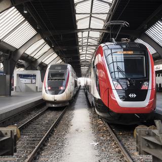 Le nouveau train des CFF lundi en gare de Zurich. [Keystone - Ennio Leanza]