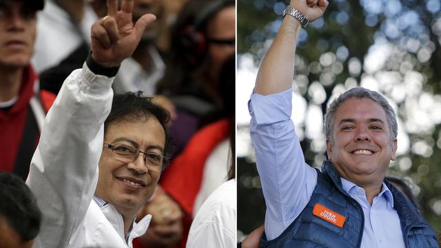 Gustavo Petro (gauche) et Ivan Duque (droite) forment le duo de tête de l'élection présidentielle colombienne. [AP Photos - Fernando Vergara]